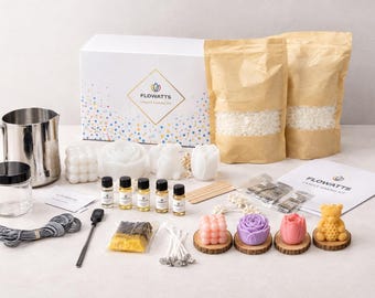 DIY Soy Candle Making Kit with 4 Silicone Molds | Teddy Bear, Rose, Tulip & Cube | Complete Beginner Candle Craft Gift Set