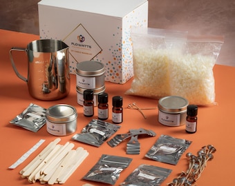 Kit para fazer velas de soja em casa, com 4 potes, ideal para iniciantes, presente de aniversário para ela, kit de artesanato para adultos com óleos essenciais.