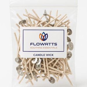 Pre-Waxed Candle Wicks 6cm Long Pack of 100 Cotton Wicks with Sustainers for DIY Candle Making