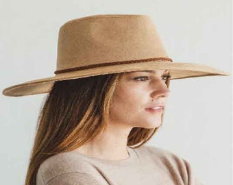 wide brim hat, suede hat, wide brim fedora,  Panama hat, flat brim hat, hat for men, hat for women, fashion hat, safari hat