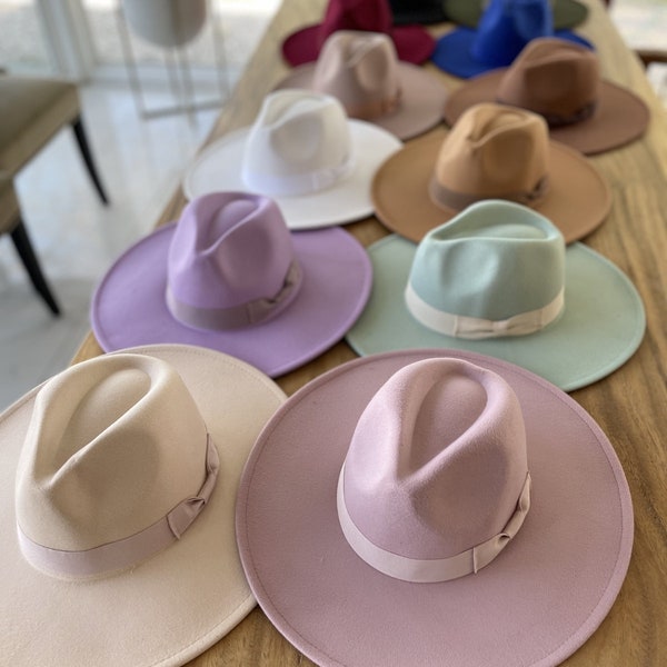 All season panama hat! Premium quality! Best Seller! Vegan Felt wide Brim Panama hat in faux felt. Fashionable & stylish hat, bolero hat.