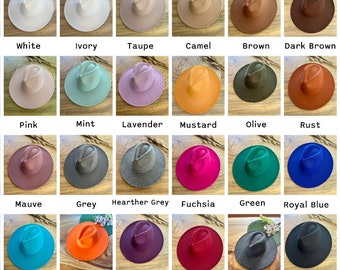 Nuovi colori autunnali, qualità premium! Best seller! Cappello fedora in feltro vegano con tesa larga, rigida e piatta. Cappello alla moda, matrimonio, cappello di tutti i giorni