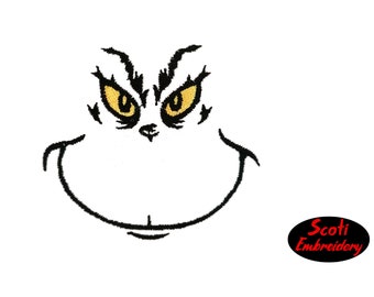 The Grinch Face Machine Embroidery Design, Embroidered Grinch Face Pattern, The Grinch Embroidery Designs, pes, dst, jef - INSTANT DOWNLOAD