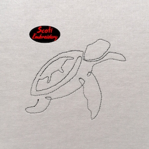 Run Stitch Continuous Line Turtle Machine Embroidery Design, Sea Turtle Outline Machine Embroidery Designs, pes, hus, dst -INSTANT DOWNLOAD