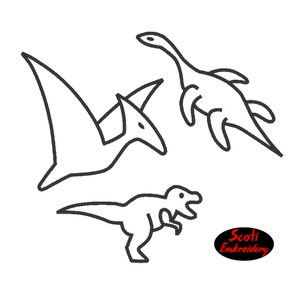 Dinosaur Outline Embroidery Designs, Dinosaur Outline Design, Outlined Dinosaur, pes, jef, dst, xxx, hus, vip, sew -INSTANT DOWNLOAD