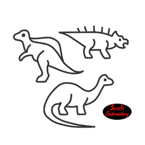 Dinosaur Outline Embroidery Designs, Dinosaur Outline Design, Outlined Dinosaur, pes, jef, dst, xxx, hus, vip, sew -INSTANT DOWNLOAD