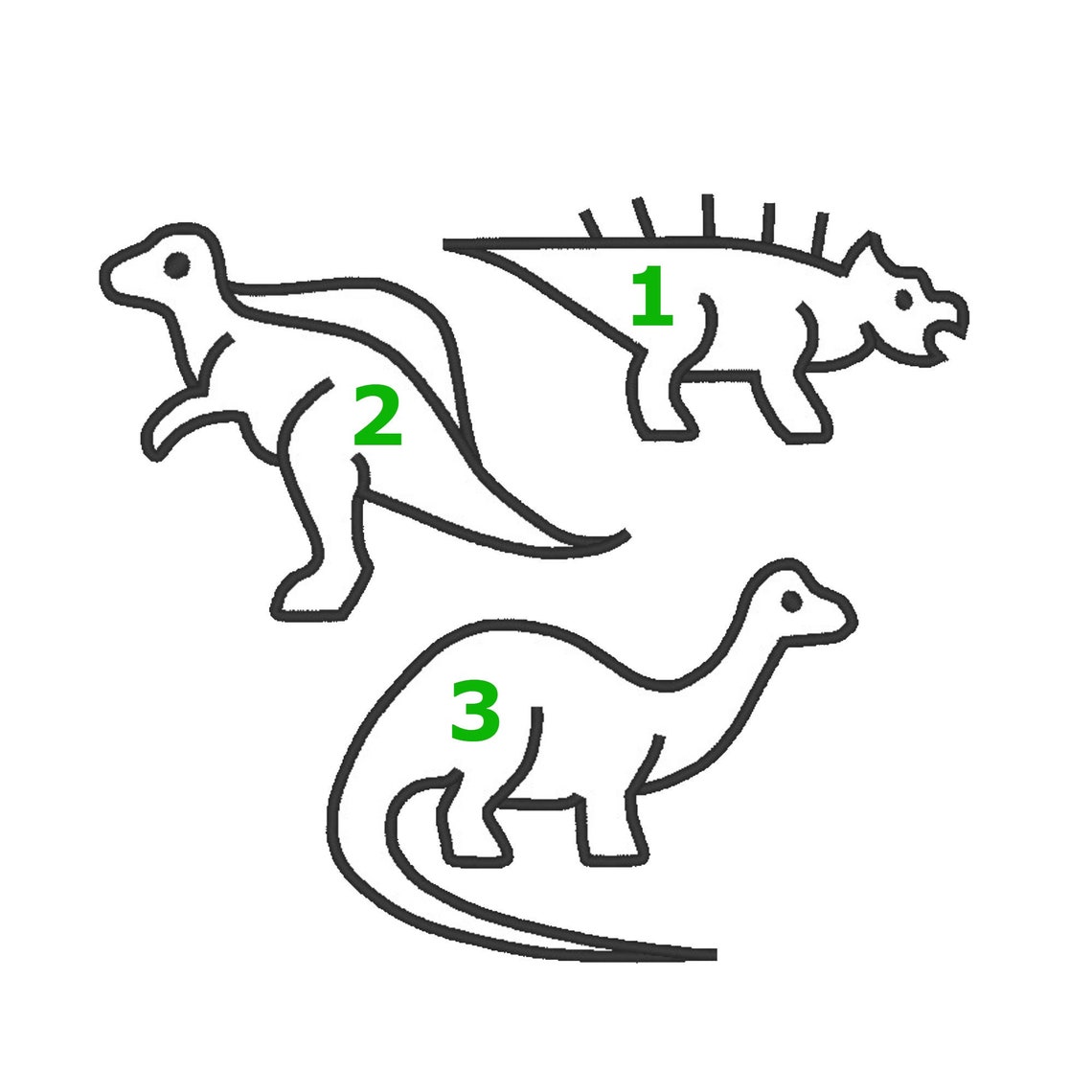 Dinosaur Outline Embroidery Design Pack 18 Individual Etsy