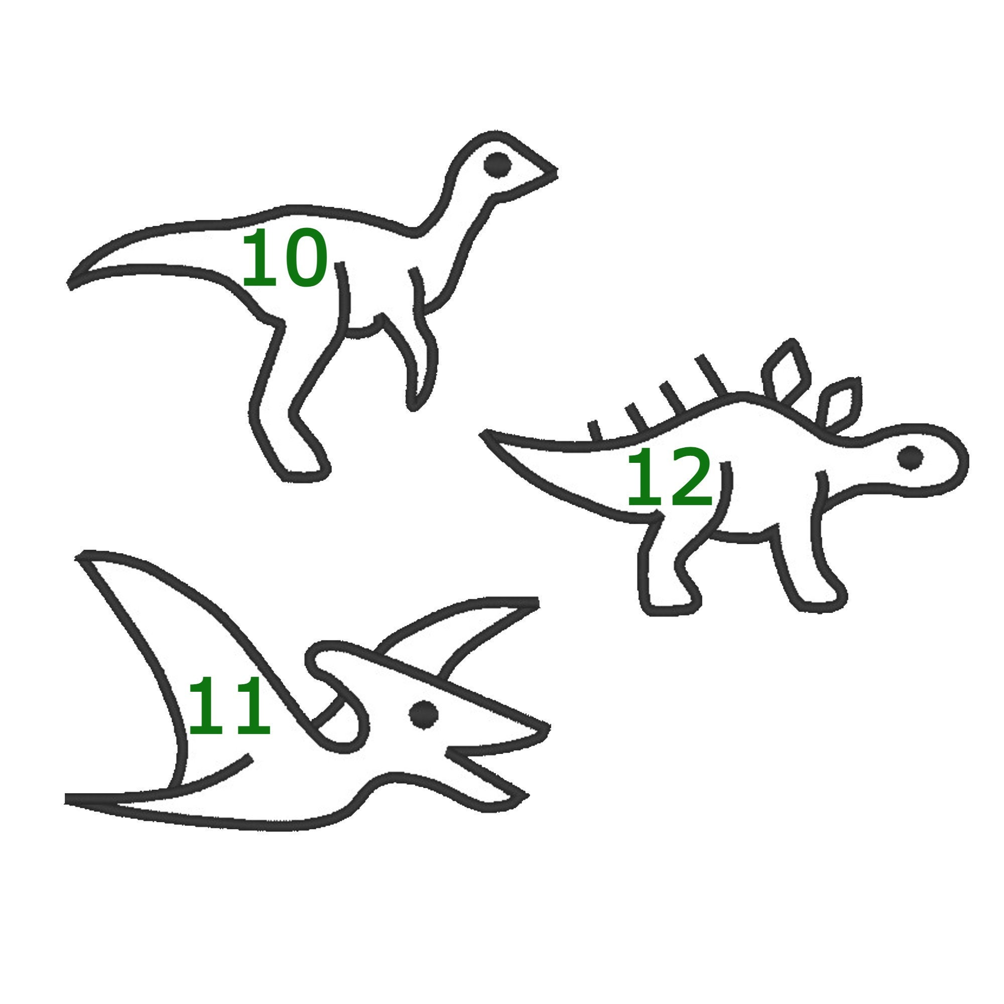 Dinosaur Outline Embroidery Design Pack 18 Individual Etsy