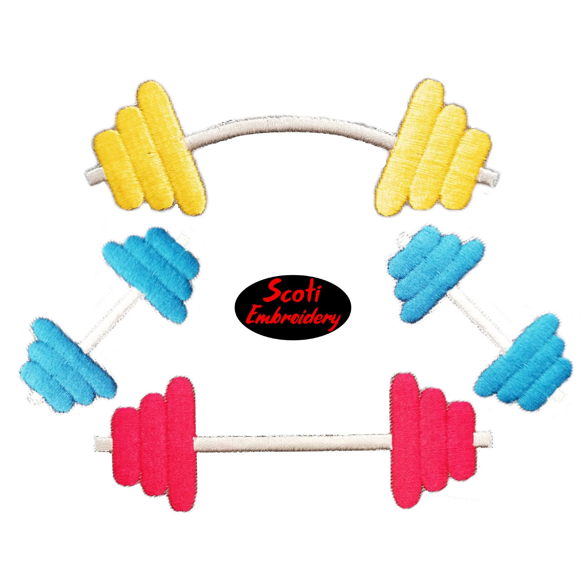 Barbell and Dumbbell Gym Weights Machine Embroidery Designs Etsy