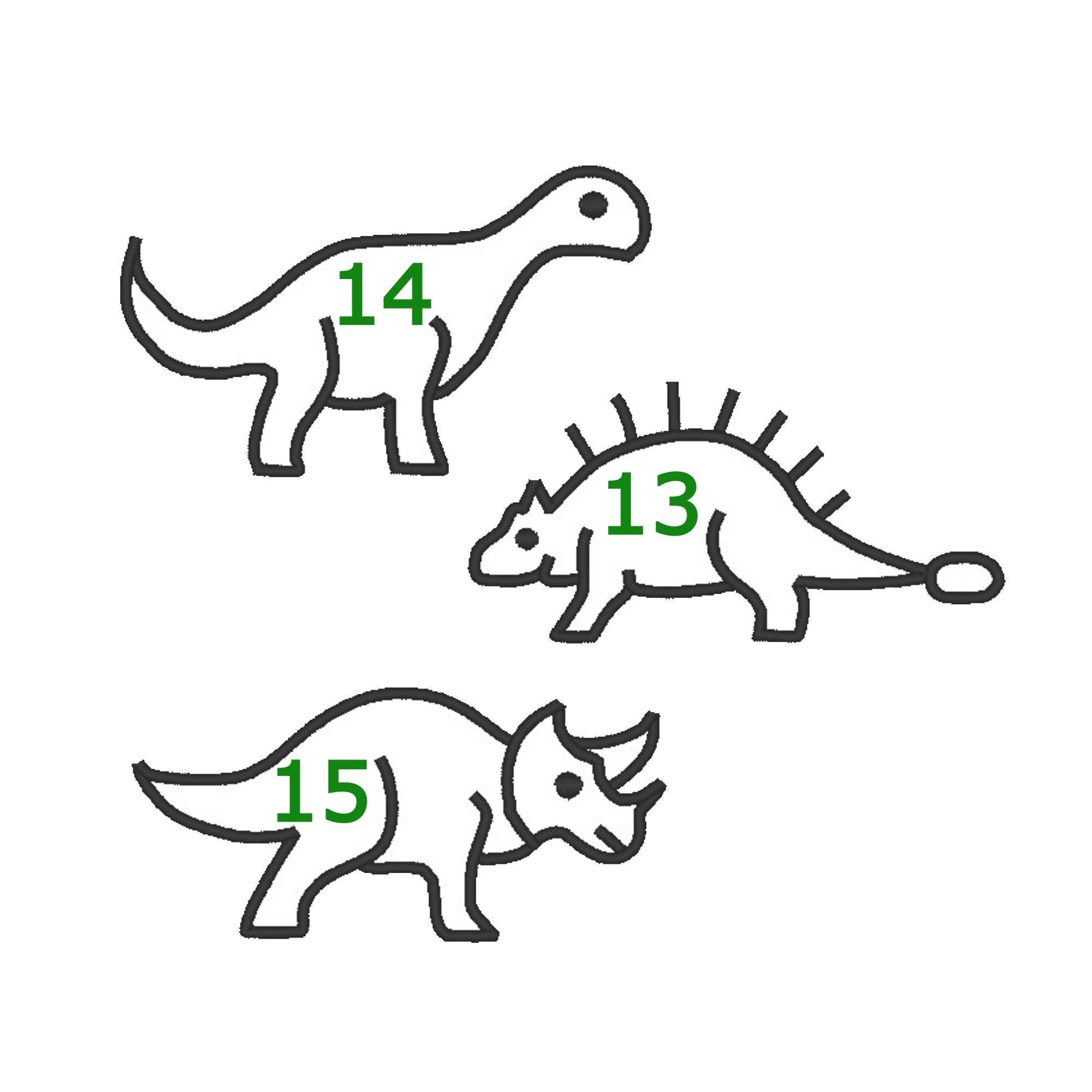 Dinosaur Outline Embroidery Design Pack 18 Individual Etsy