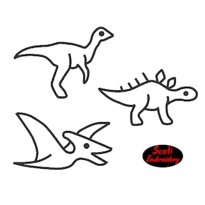 Dinosaur Outline Embroidery Designs, Dinosaur Outline Designs, Outlined Dinosaur, pes, jef, dst, xxx, hus, vip, sew -INSTANT DOWNLOAD