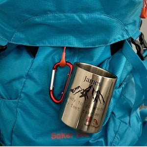 Personalised Hiker Carabiner Mug - Hiking Holiday, Walker Gift, Love Walks, Walking Holiday, Mugs For Walkers, Mugs For Hikers