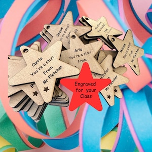 Teacher Pupil Gifts, School Leaver Gifts,  Personalised Wooden Star,  End of Year Gift, Leaving Present From Teacher, Class, Class Stars