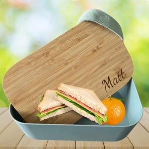 Personalised Bamboo Lid Lunch Box - Snack Box, School Lunch Box, Work Lunch Box, Sandwich Box, Engraved Bamboo Lid Lunch Box, Snacks, Lunch