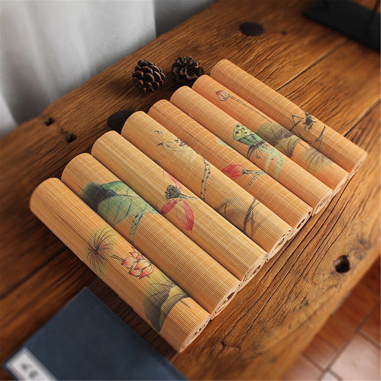 Bamboo tea mat Chinese printing bamboo mat Zen tea curtain | Etsy