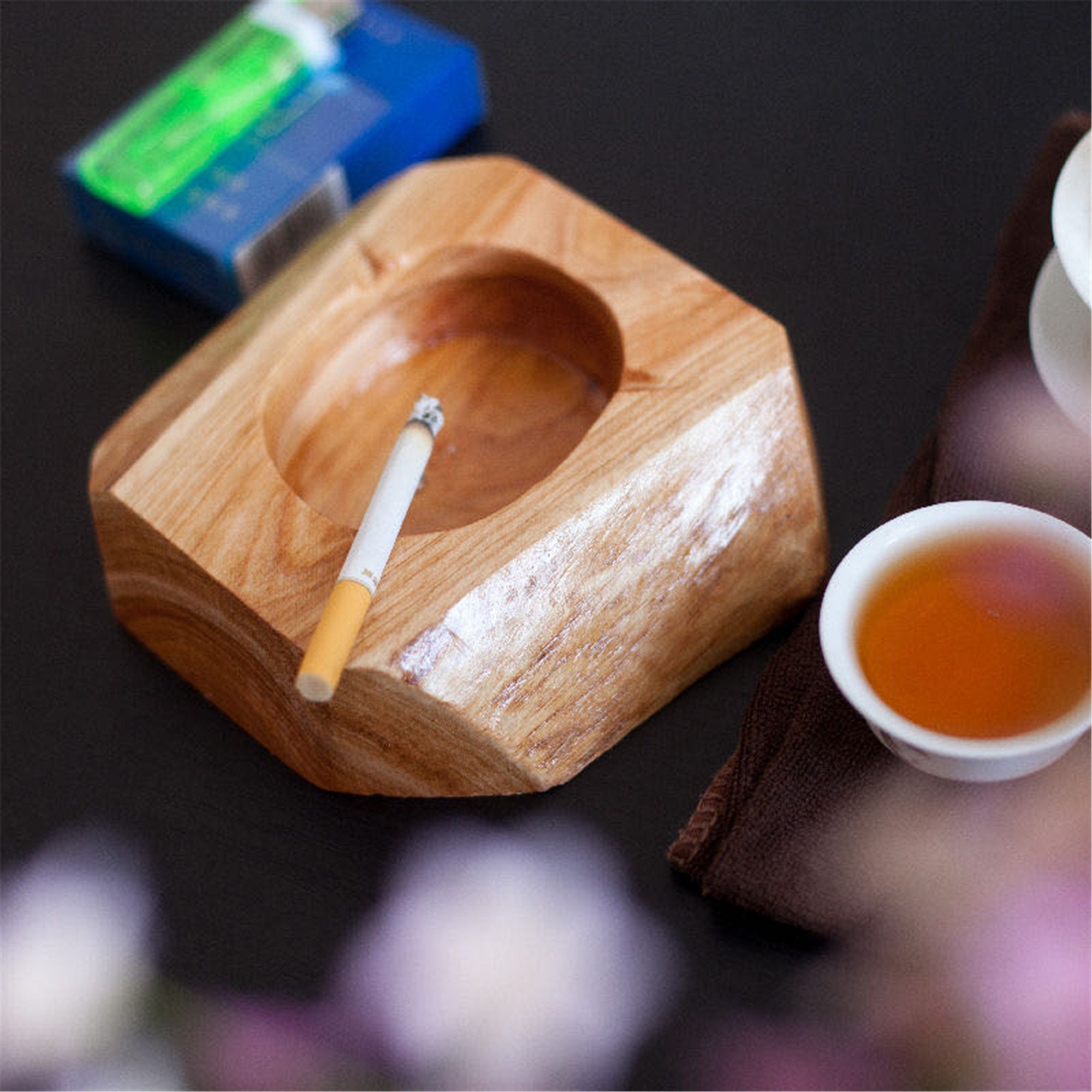 Solid wood ashtray creative individual logo retro household Etsy