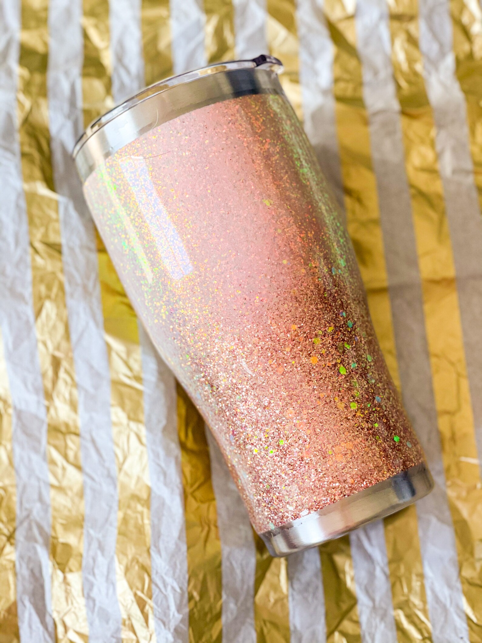 Rose Gold Tumbler/Rose Gold Glitter Tumbler/ Pink Glitter Etsy