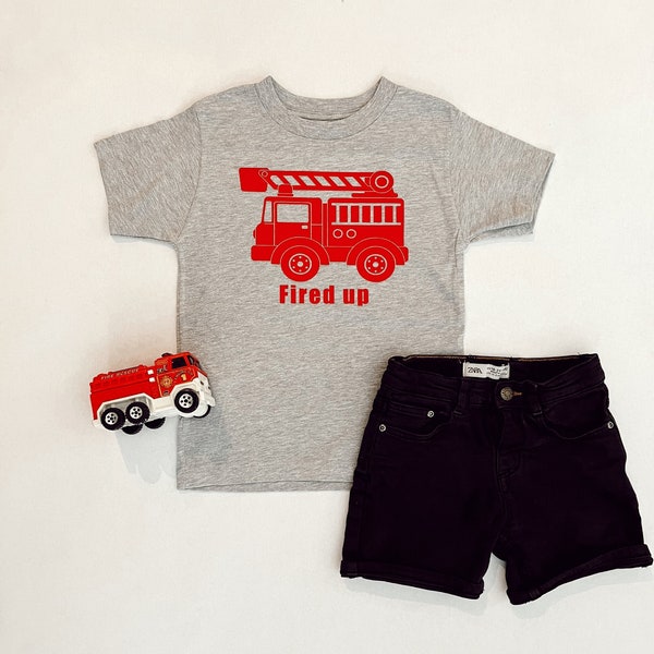 Unisex Firetruck T-shirt | Kids firetruck shirt | Vehicles T-Shirt | Boys and Girls Firetruck Birthday Shirt | Birthday Truck Shirt