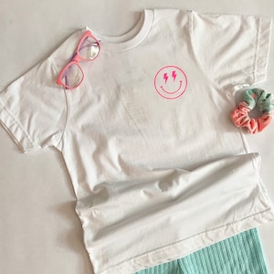 Neon Smiley Face Shirt| Kids lightning Bolt Smiley Face Shirt| Toddler Smiley Face Shirt