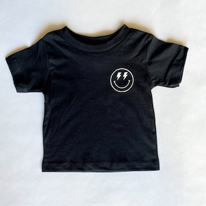 Black Unisex Baby and Kids Smiley Face Tee | Smile Face Shirt | Kids Smile Face Shirt