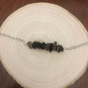 Libra: Crystal Healing Horizontal Bar Necklace, Bracelet, or Anklet for the Libra with Tiger&#39;s Eye and Black Tourmaline