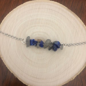 Pisces: Crystal Healing Horizontal Bar Necklace, Bracelet, or Anklet for the Pisces with Labradorite and Lapis Lazuli