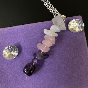 Anti-Anxiety: Crystal Healing Necklace with Moonstone, Rose Quartz, Amethyst