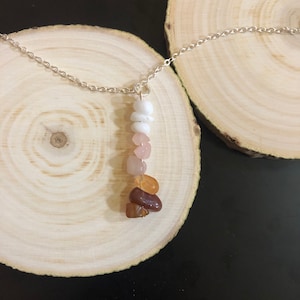 Fertility: Crystal Healing Necklace with Red Carnelian, Rose Quartz, Moonstone