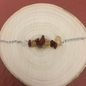 Cancer: Crystal Healing Horizontal Bar Necklace, Bracelet, or Anklet for the Cancer with Citrine and Red Jasper