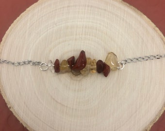 Cancer: Crystal Healing Horizontal Bar Necklace, Bracelet, or Anklet for the Cancer with Citrine and Red Jasper