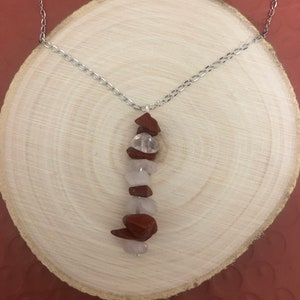 Aries: Crystal Healing Necklace for the Aries with Rose Quartz and Red Jasper