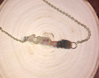 Sacral Chakra: Crystal Healing Horizontal Bar Necklace, Bracelet, or Anklet with Tiger's Eye, Red Carnelian, and Citrine