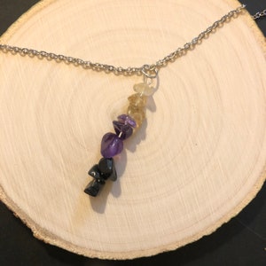 Workplace Zen: Crystal Healing Necklace made of Obsidian, Amethyst, Citrine