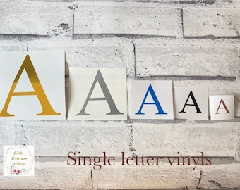 Single letter vinyls, single Initial sticker, initial labels, personalised letter vinyl. Gloss and chrome vinyl label, vinyl sticker.