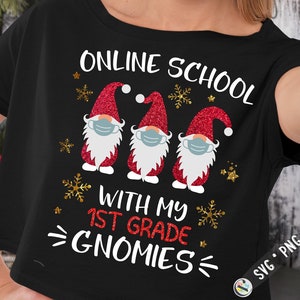 Online School with my Gnomies svg, Virtual School Svg,Funny Christmas Gnomes Quarantine 2021 Xmas SVG, Gnomes Quarantine SVG, Virtual School