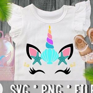 Mermaid Unicorn Svg, Unicorn Svg, Summer Svg, Mermaid Birthday Svg, Magical Unicorn Face Svg, Baby Girl Svg, Unicorn Mermaid, Clip Art