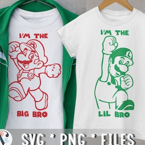 マリオとルイージ セット svg、マリオ svg、ルイージ svg、兄と弟 svg、兄 svg、弟 svg、マリオ svg、誕生日の男の子