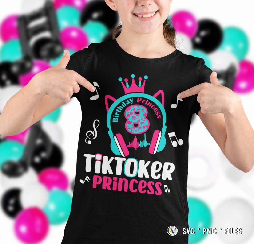 Tiktoker Family Princess Birthday Svg, Cat Headset Svg Birthday, Girl ...