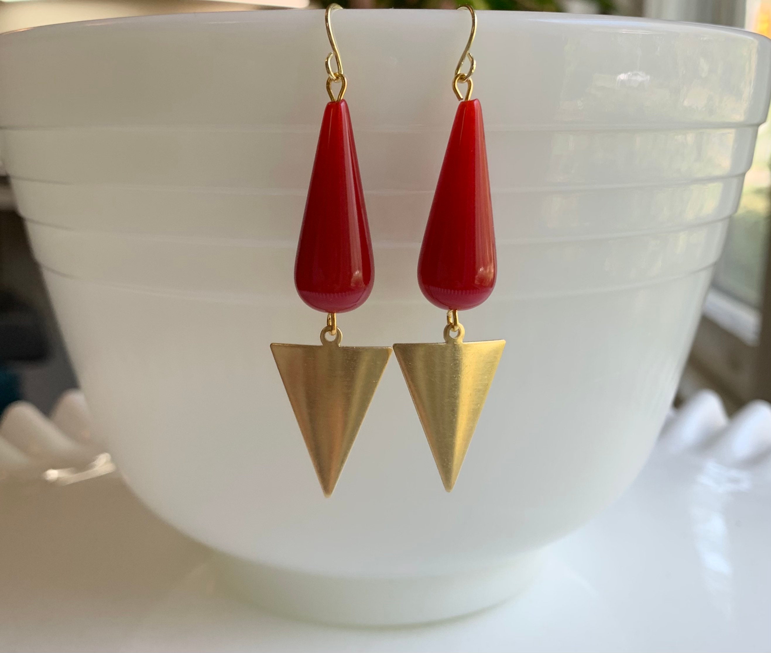 Vintage Lucite and Brass Earrings L Lightweight Earrings Etsy UK