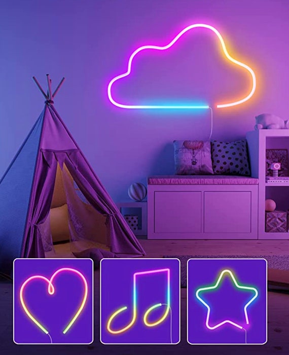 Neon Rope Light Neon Strip Light Voice Control Lighting Neon Wall Decor  Music Sync Light Game Room Decor RGB Light Strip -  Israel