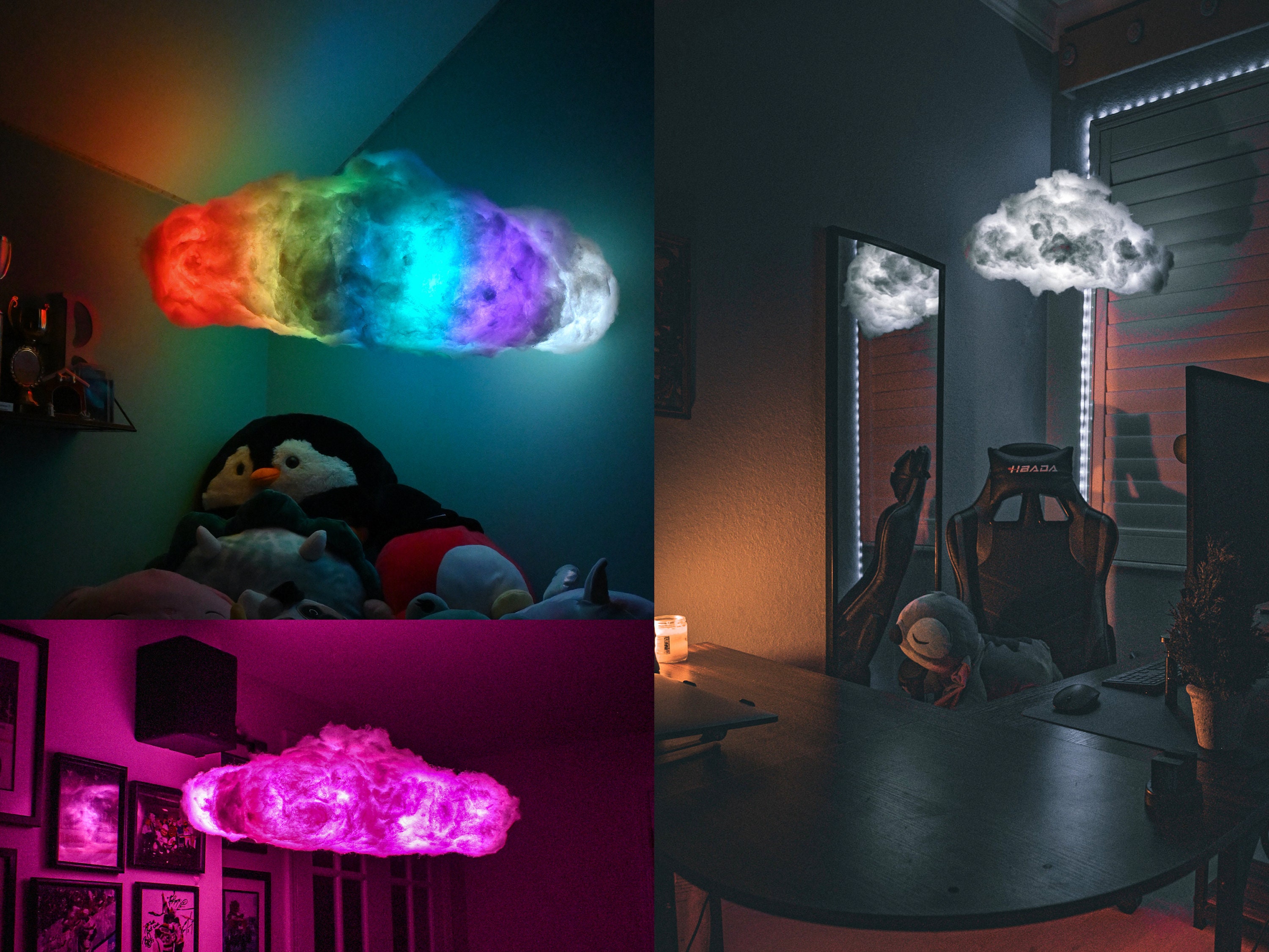 LED Night Light Cotton Cloud Shape Light Hanging Lamp DIY Handmade Material