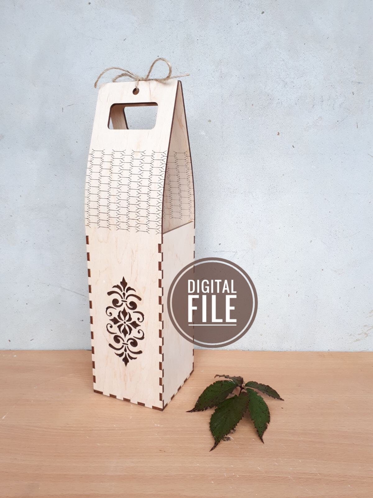 Wine gift box dxf laser cutting box wine bottle decorated Etsy