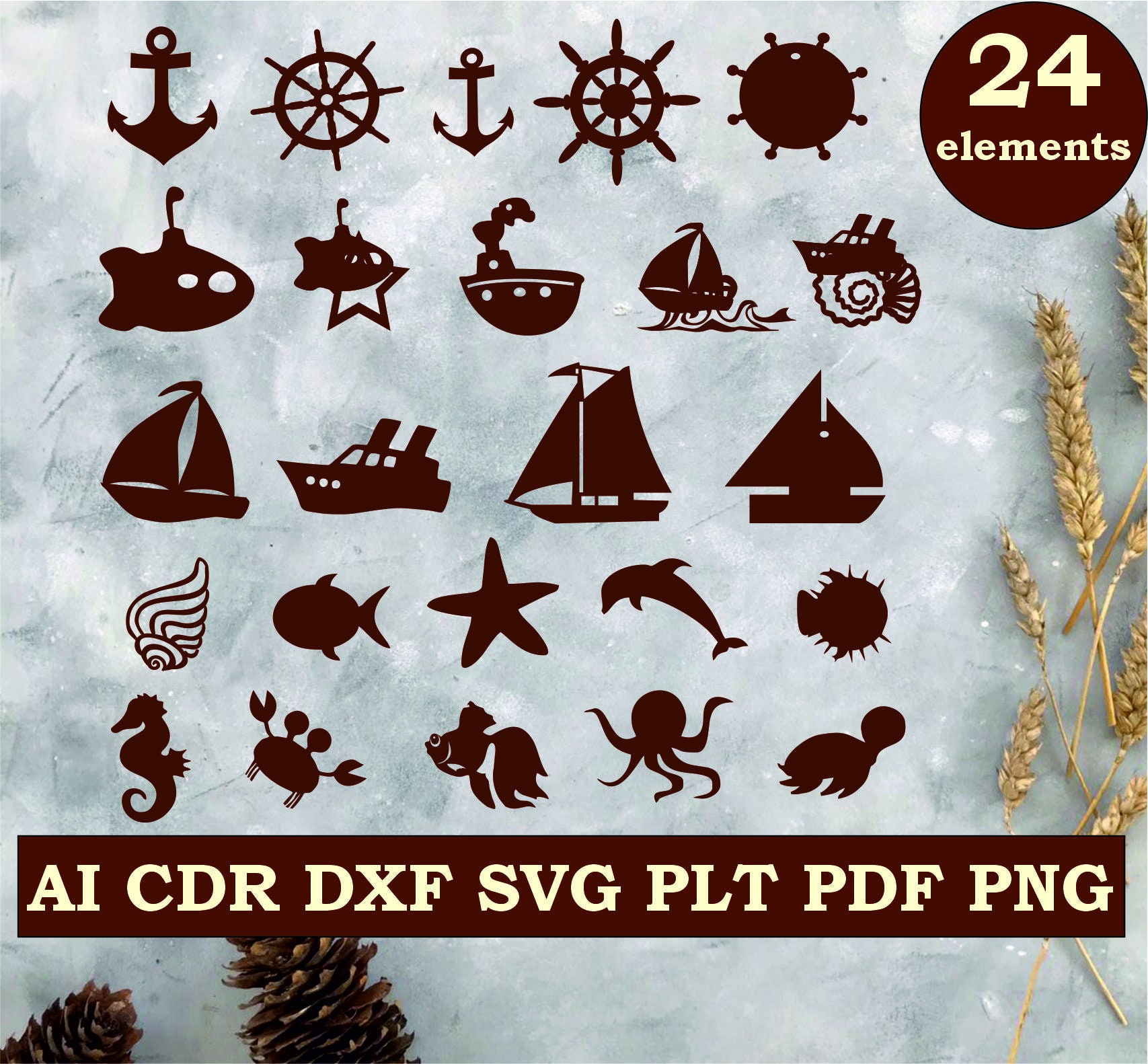 Ocean svg files for cricut fish svg Sea Life Silhouette | Etsy
