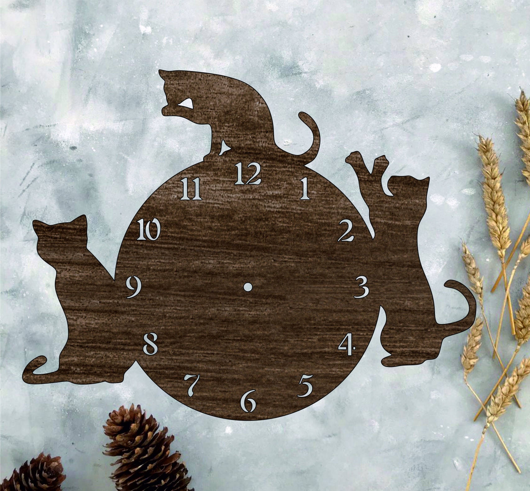 Digital clock cats wall clock svg cat lover gift cut file Etsy