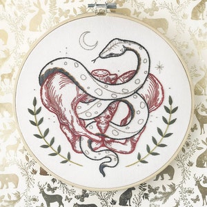 Snake and Pelvis Embroidery PDF Pattern | Wiccan pdf Embroidery Design | Hand Embroidery Snake Embroidery Pattern | Witchy Things