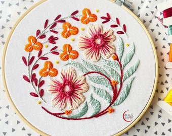 Whimsical Modern Floral Embroidery Pattern PDF | Flower Embroidery | Hand Embroidery Pattern Beginner Friendly, Whimsy Embroidery Design pdf