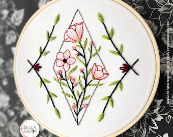 Flower Embroidery Pattern for Beginners | Hand Embroidery pdf Pattern | Simple Embroidery | Modern Embroidery | Floral Embroidery Pattern