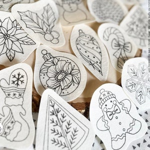 Snowflakes & Other Winter Stick and Stitch Embroidery Designs Pack of 17 | Stick on Embroidery Pattern Transfer Patch