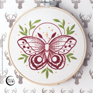 Boho Moth Embroidery Pattern PDF | Butterfly Embroidery PDF Pattern | Embroidery Butterfly Design | Modern Embroidery