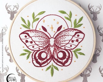 Boho Moth Embroidery Pattern PDF | Butterfly Embroidery PDF Pattern | Embroidery Butterfly Design | Modern Embroidery